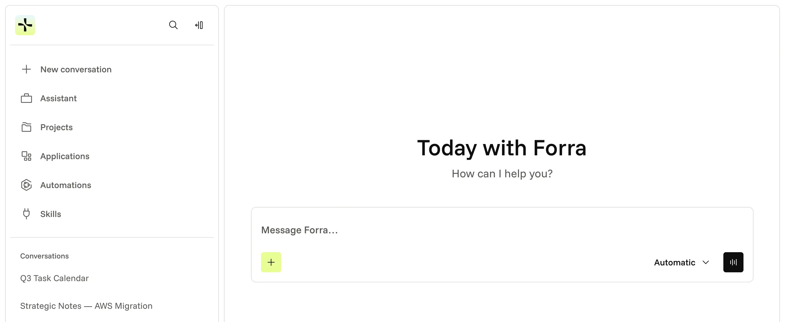 Forra platform interface
